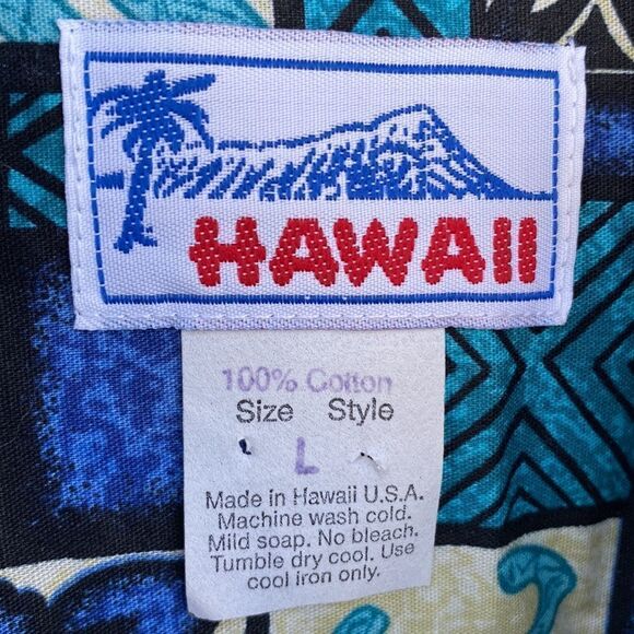 Hawaii Sz L Hawaiian Shirt Sz L 1/4 Button Down - Picture 4 of 11
